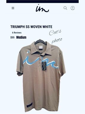 Imperial Motion Taupe Polo with Light Blue Wave